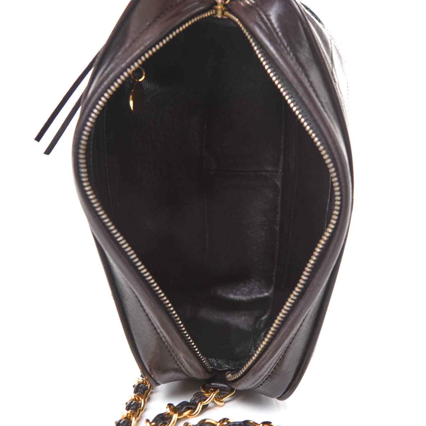 Lambskin Quilted Tassel Camera Case Black