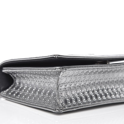 Christian Dior Metallic Patent Micro-Cannage Baby Diorama Flap Bag Silver 7 of 9