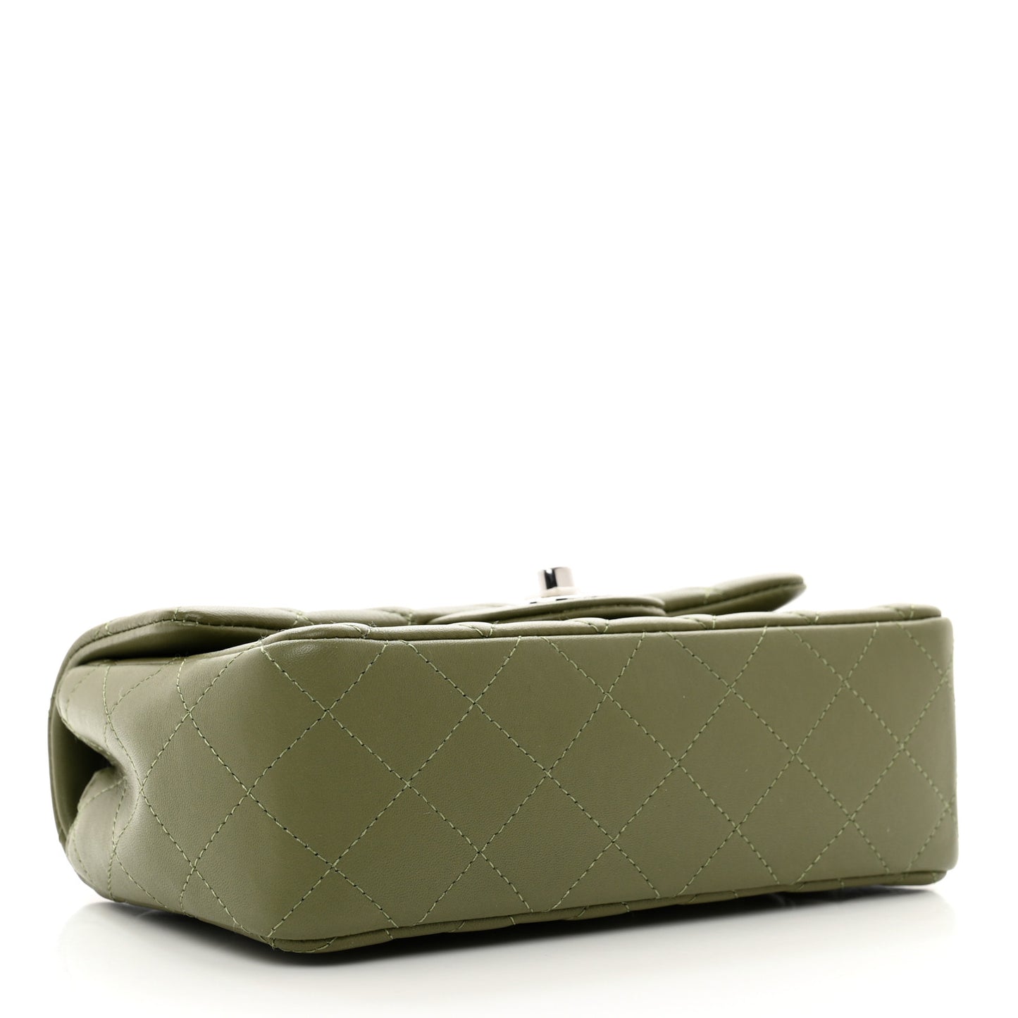 Lambskin Quilted Mini Rectangular Flap Green