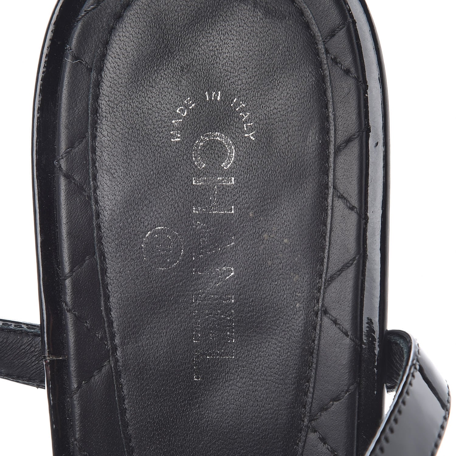Chanel Calfskin Patent Quilted CC Sandals 41 Black 9 of 11