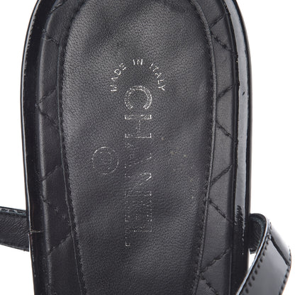 Chanel Calfskin Patent Quilted CC Sandals 41 Black 9 of 11