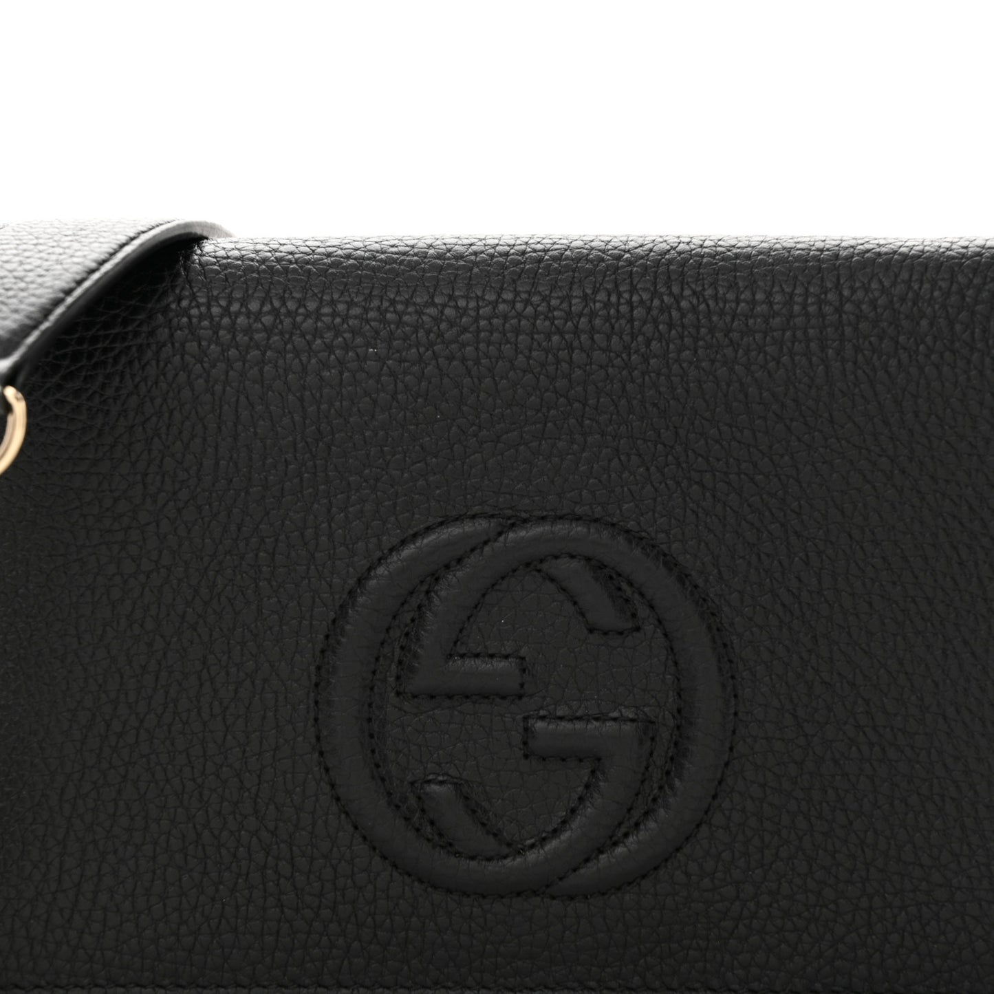 Pebbled Calfskin Soho Wallet On Chain Black