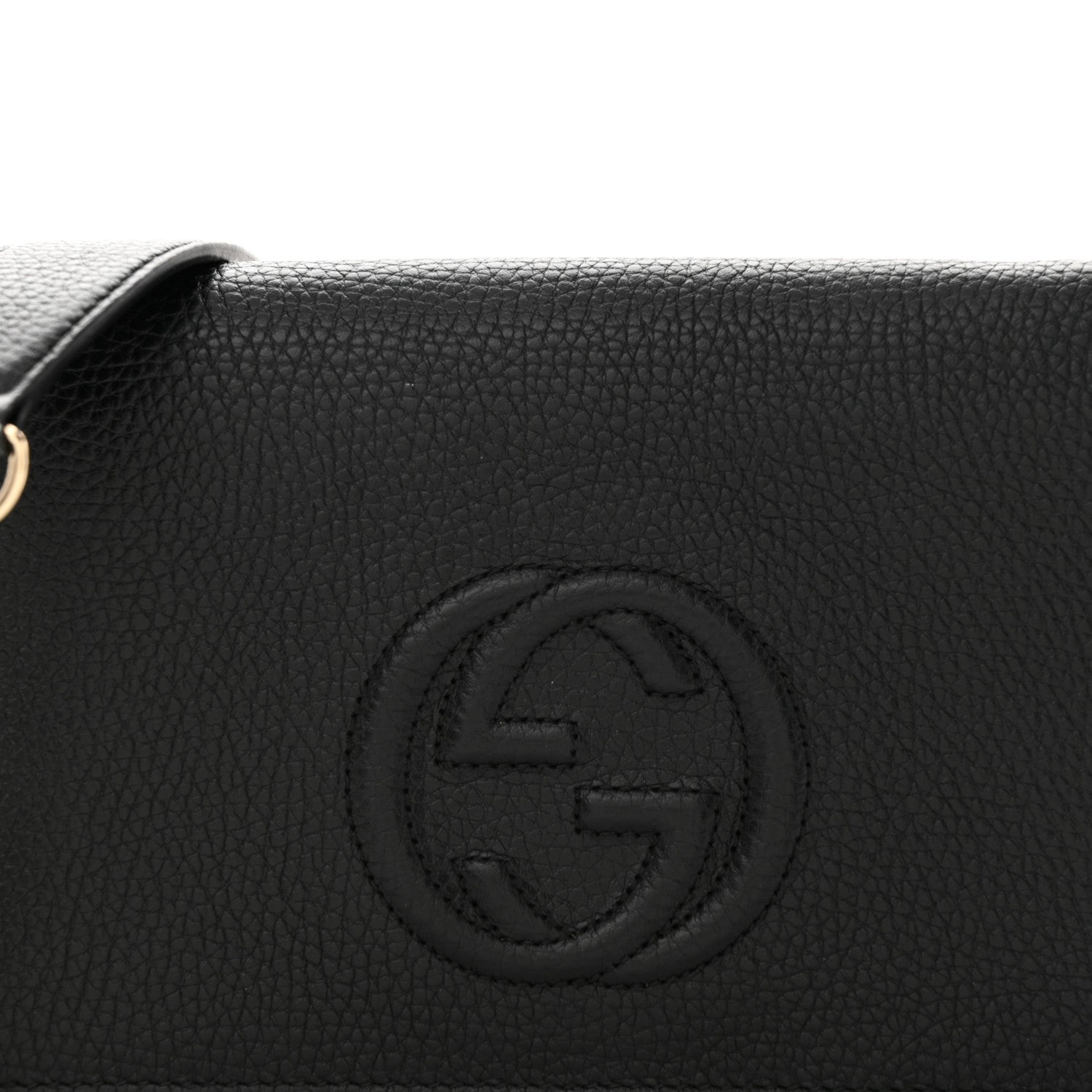 Gucci Pebbled Calfskin Soho Wallet On Chain Black 7 of 10