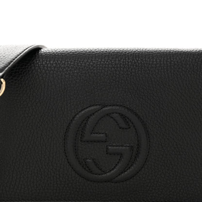 Gucci Pebbled Calfskin Soho Wallet On Chain Black 7 of 10