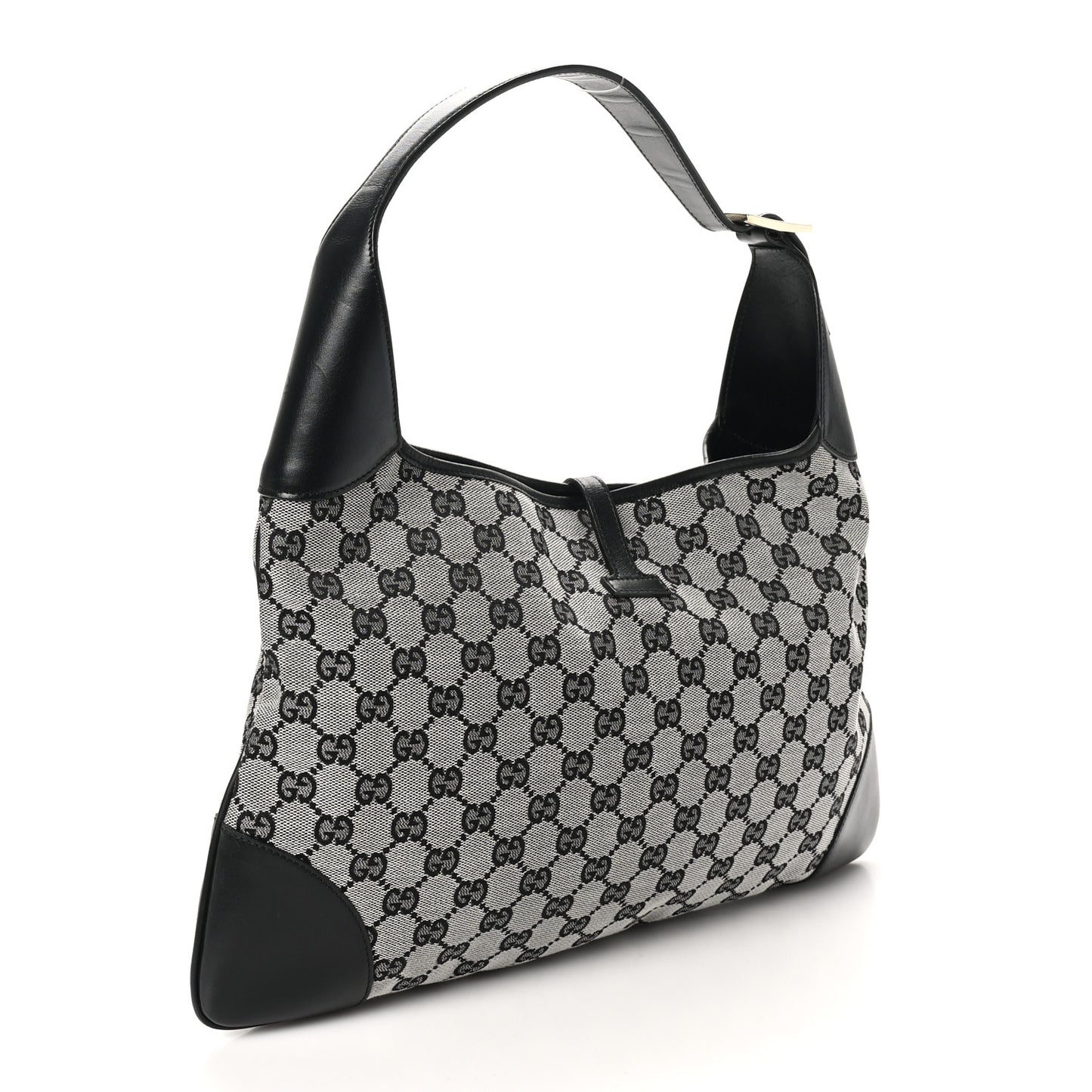 Monogram Lobster Clasp Jackie O Hobo Black