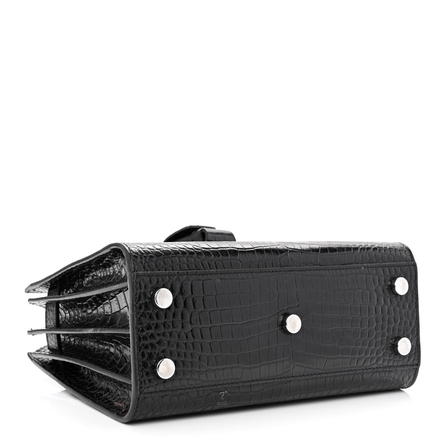 Calfskin Crocodile Embossed Nano Sac De Jour Black