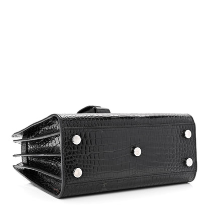 Saint Laurent Calfskin Crocodile Embossed Nano Sac De Jour Black 4 of 11