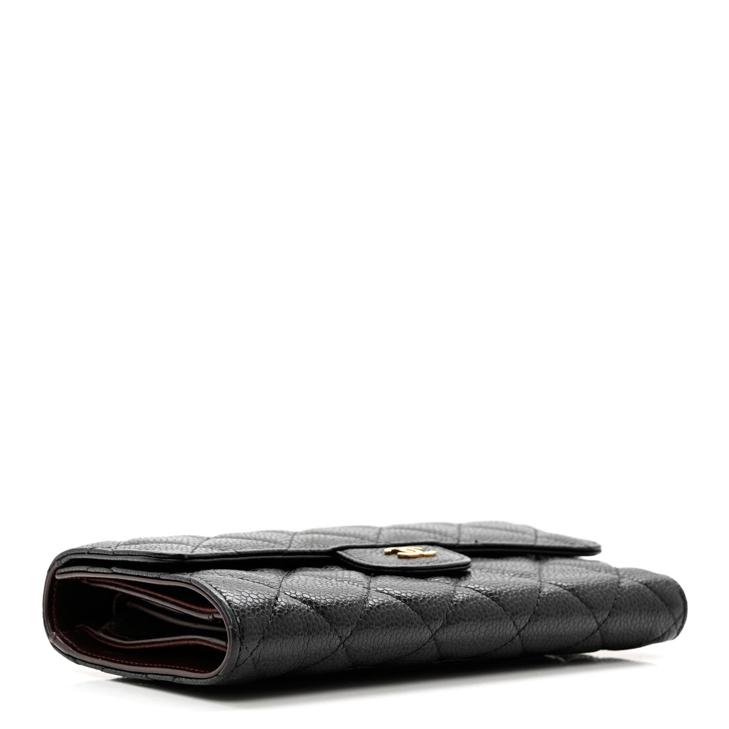 Caviar Quilted Large Flap Wallet Black