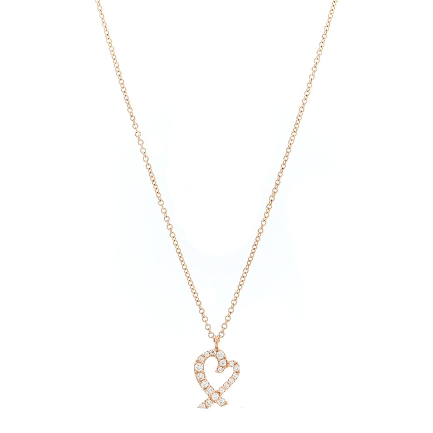 Tiffany 18K Rose Gold Diamond Mini Paloma Picasso Loving Heart Pendant Necklace 1 of 5