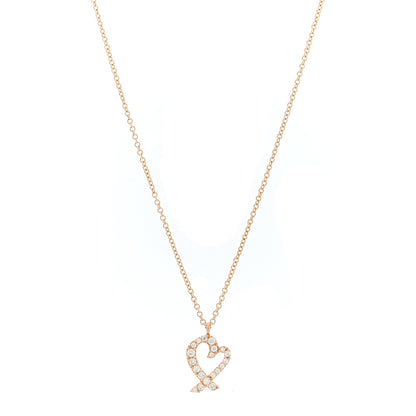 Tiffany 18K Rose Gold Diamond Mini Paloma Picasso Loving Heart Pendant Necklace 1 of 5