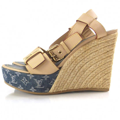Louis Vuitton Monogram Denim Espadrille Wedge 38 2 of 7