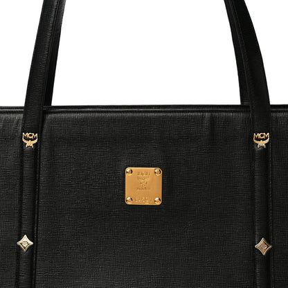 MCM Calfskin Studded Tote Black 9 of 14