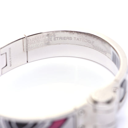 Hermes Enamel Printed Narrow Washington's Carriage Tattoo Hinged Bracelet S Faux Gris 5 of 13