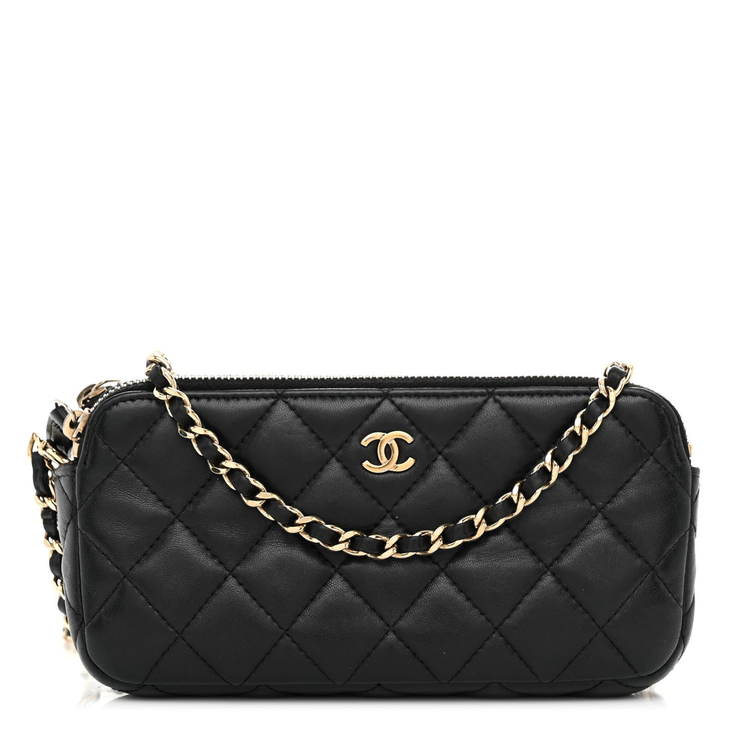 Chanel Lambskin Quilted Small Clutch With Chain Black 1 of 12