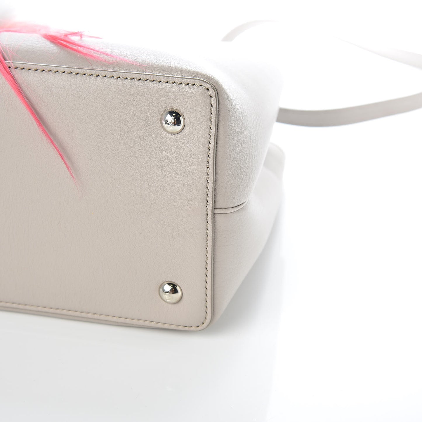 Vitello Dolce Fox Goat Bi-Color Sad Eyes Mirror Charm Petite 2Jours Tote Grigio Polvere Black