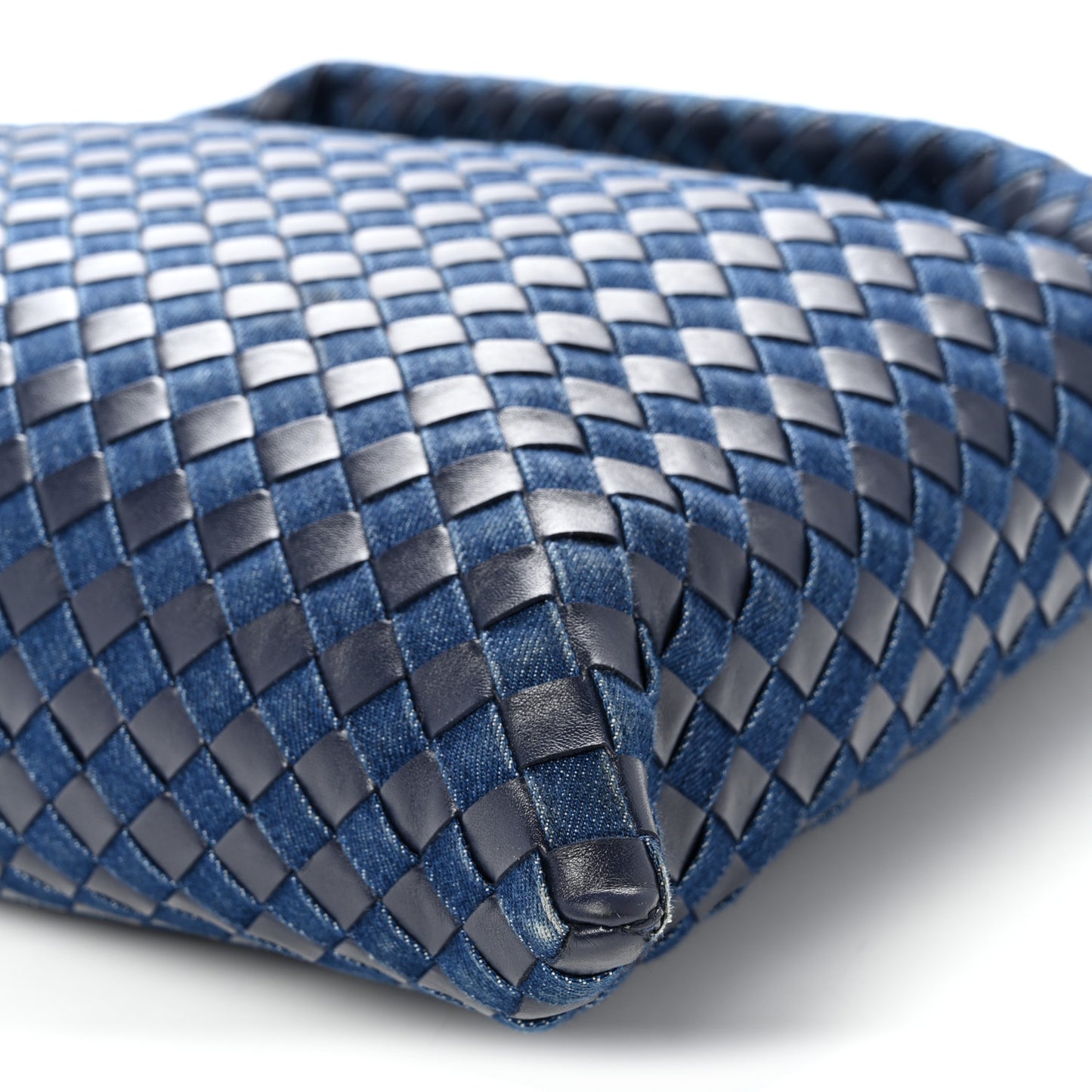 Denim Calfskin Intrecciato Large Hop Abyss Indigo