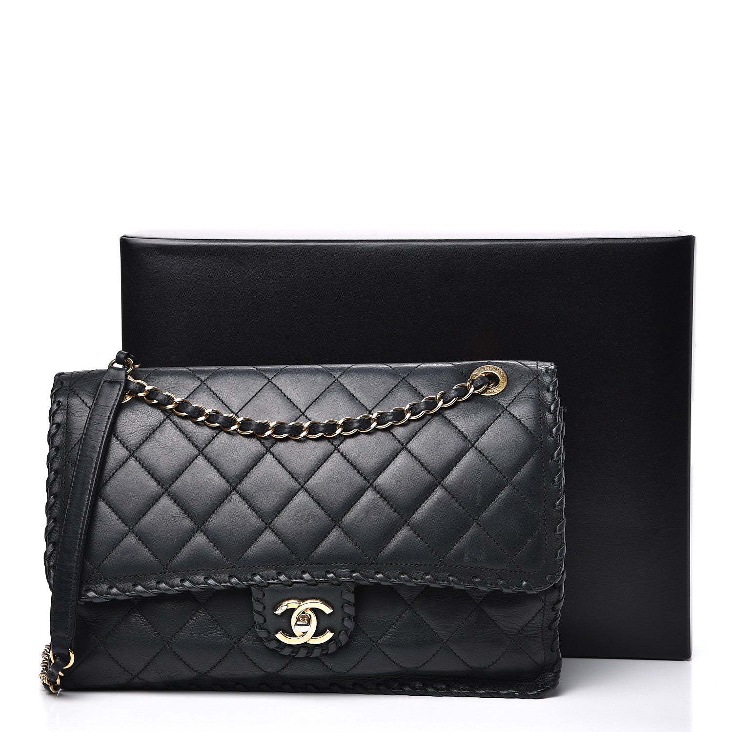 Chanel Suede Calfskin Jumbo Happy Stitch Flap Black 14 of 19