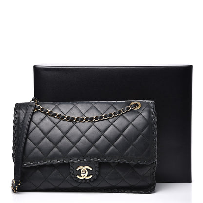 Chanel Suede Calfskin Jumbo Happy Stitch Flap Black 14 of 19