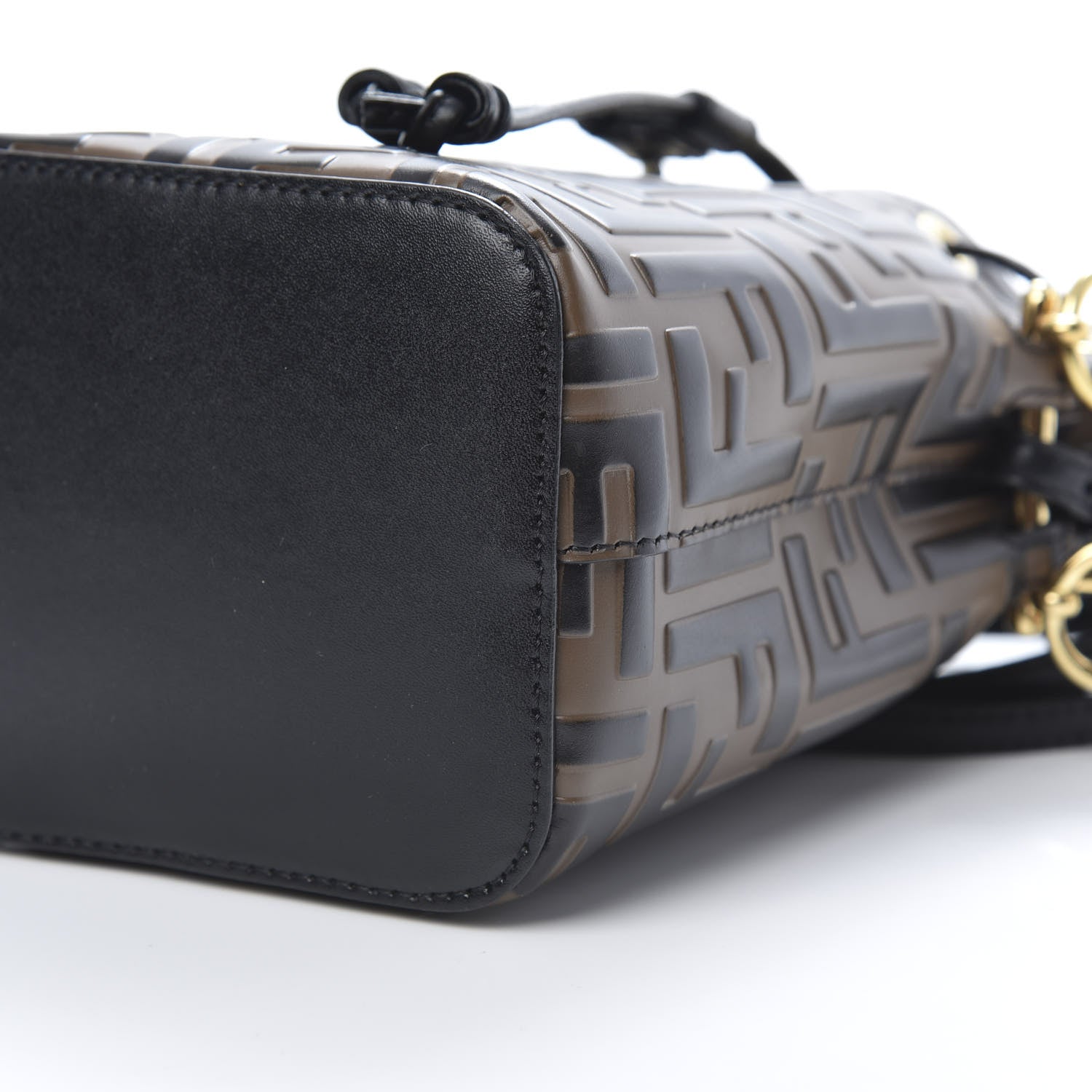 Fendi Vitello Liberty F is Fendi Bi-Color FF 1974 Embossed Mini Mon Tresor Bucket Bag Maya Black 10 of 11