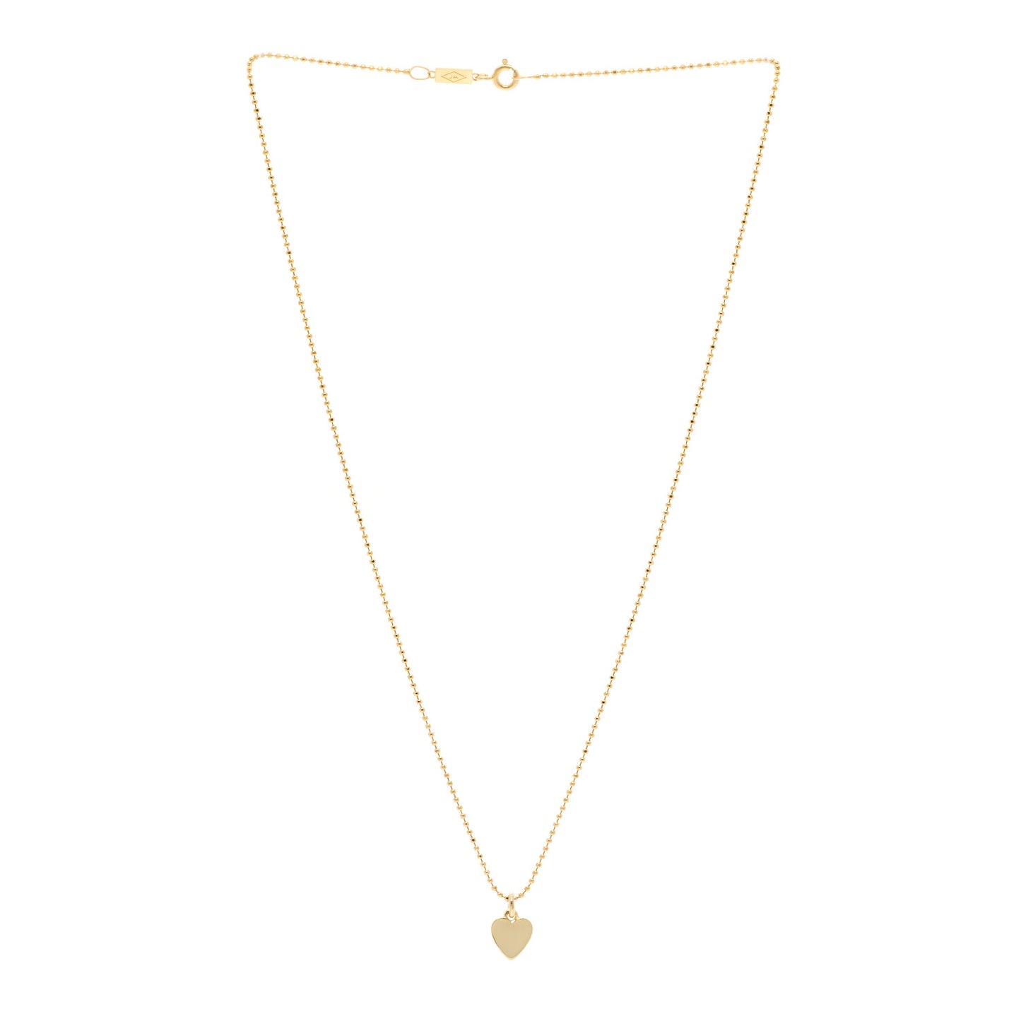 18K Yellow Gold Mini Heart Charm Pendant Beaded Necklace