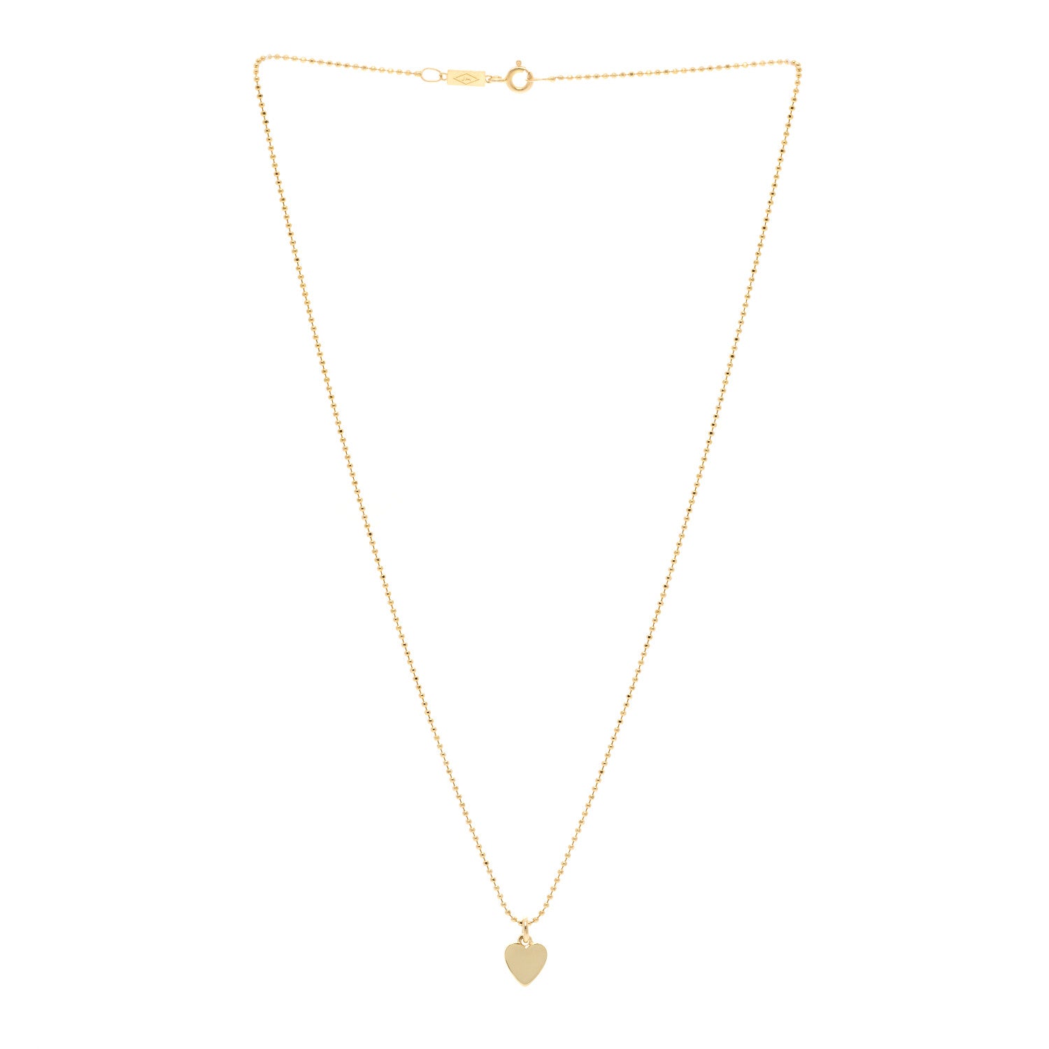Jennifer Meyer 18K Yellow Gold Mini Heart Charm Pendant Beaded Necklace 3 of 4