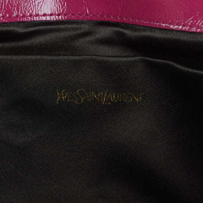 Saint Laurent Textured Patent Monogram Large Belle De Jour Clutch Fuchsia 6 of 7
