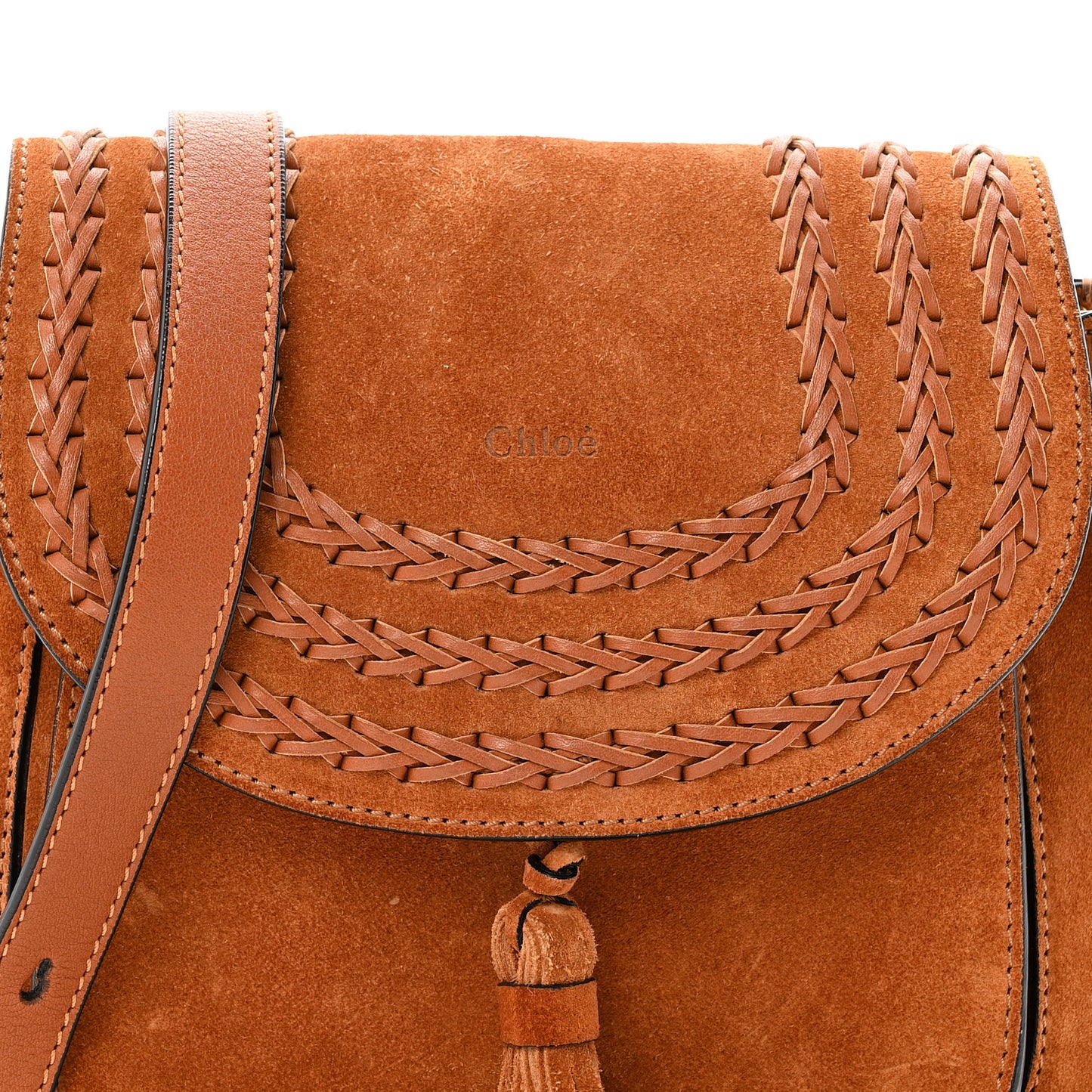 Suede Calfskin Braided Small Hudson Shoulder Bag Caramel