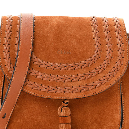 Chloe Suede Calfskin Braided Small Hudson Shoulder Bag Caramel 8 of 13