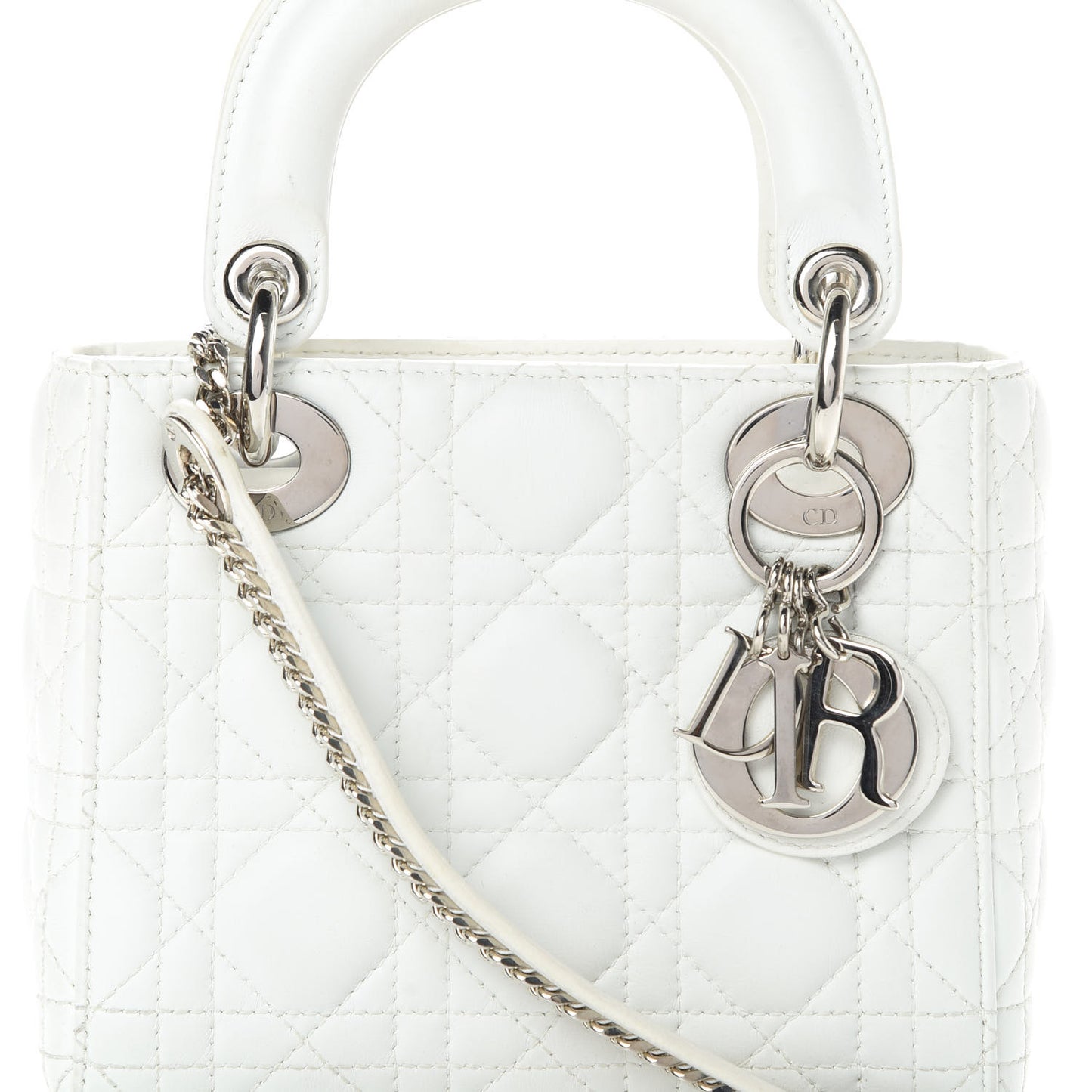 Lambskin Cannage Mini Lady Dior White