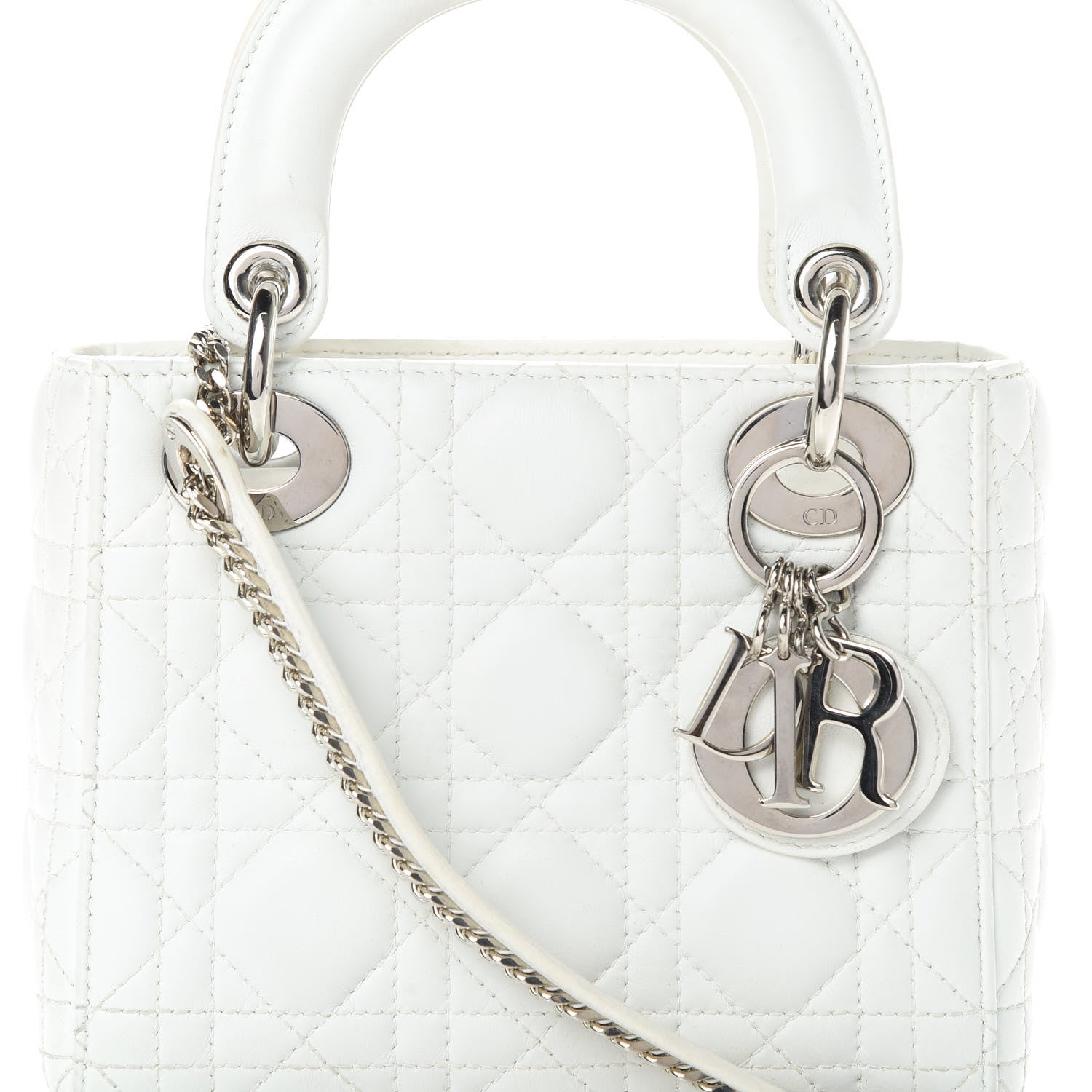 Christian Dior Lambskin Cannage Mini Lady Dior White 8 of 14