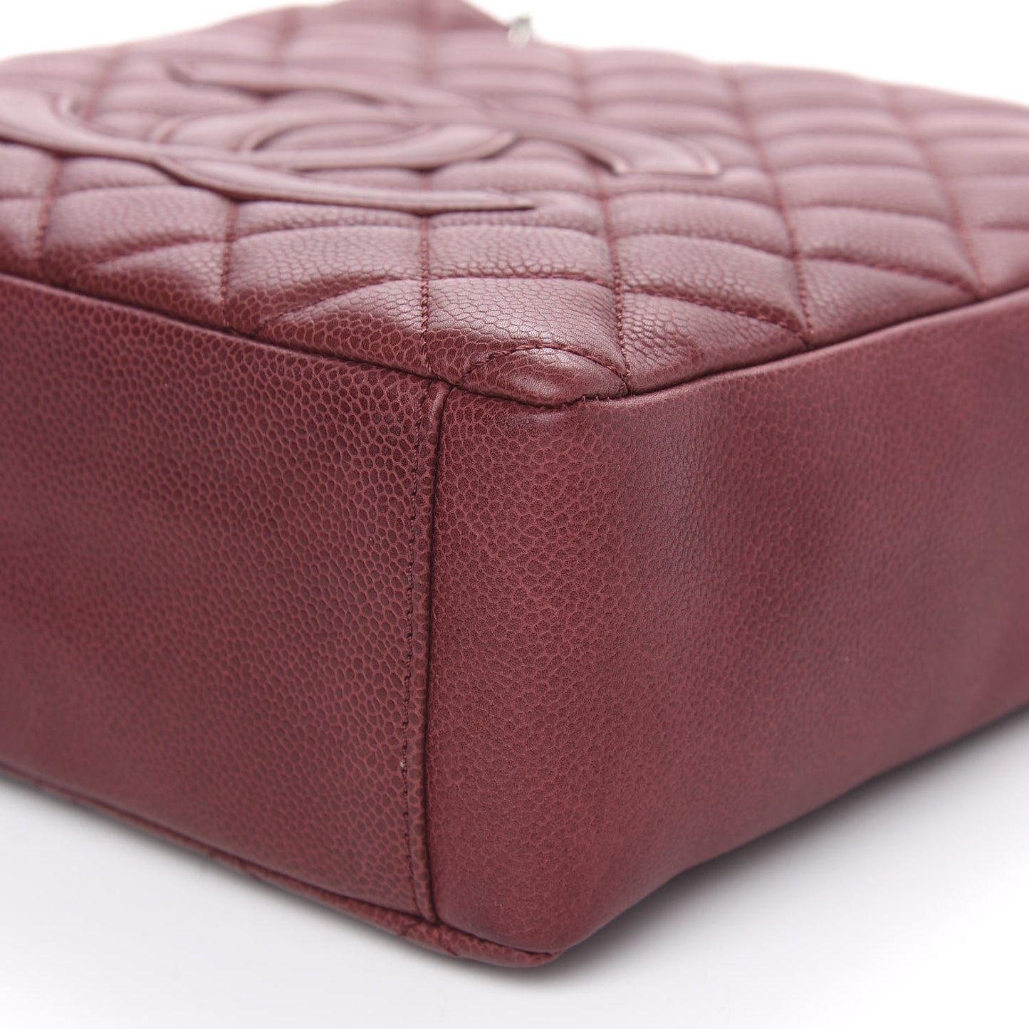 Caviar Quilted Petit Shopping Tote PST Burgundy