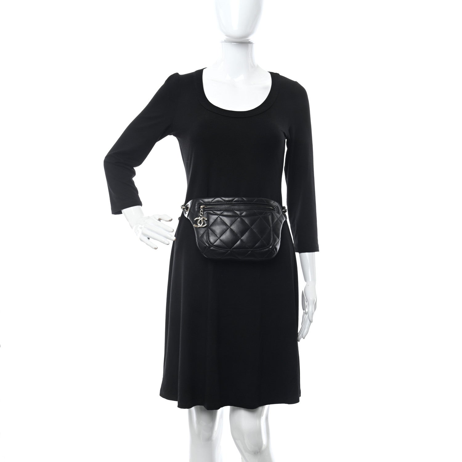 Chanel Lambskin Quilted Waist Belt Bag Black 2 of 12