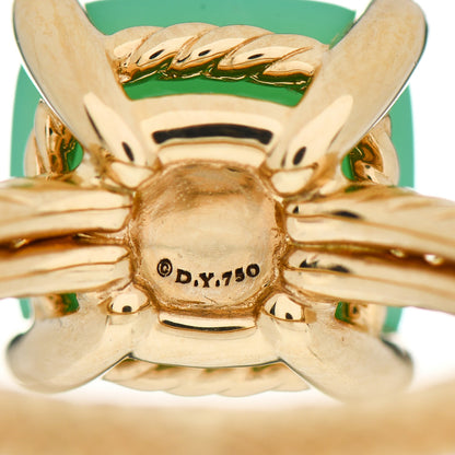 David Yurman 18K Yellow Gold Diamond Chrysoprase 11mm Chatelaine Ring 52 6 5 of 5