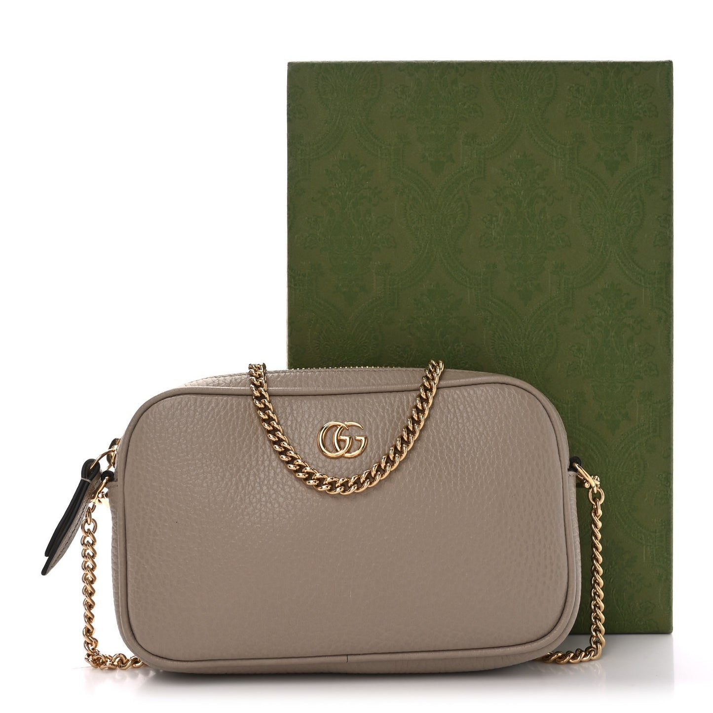 Dollar Calfskin Super Mini GG Marmont Chain Shoulder Bag Beige