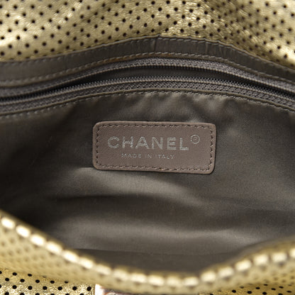 Chanel Metallic Crackled Calfskin Perforated Large Drill Flap Gold 5 of 10