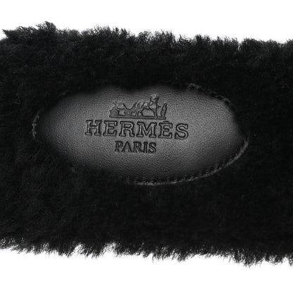 Hermes Woolskin Oran Sandals 35 Black 7 of 7