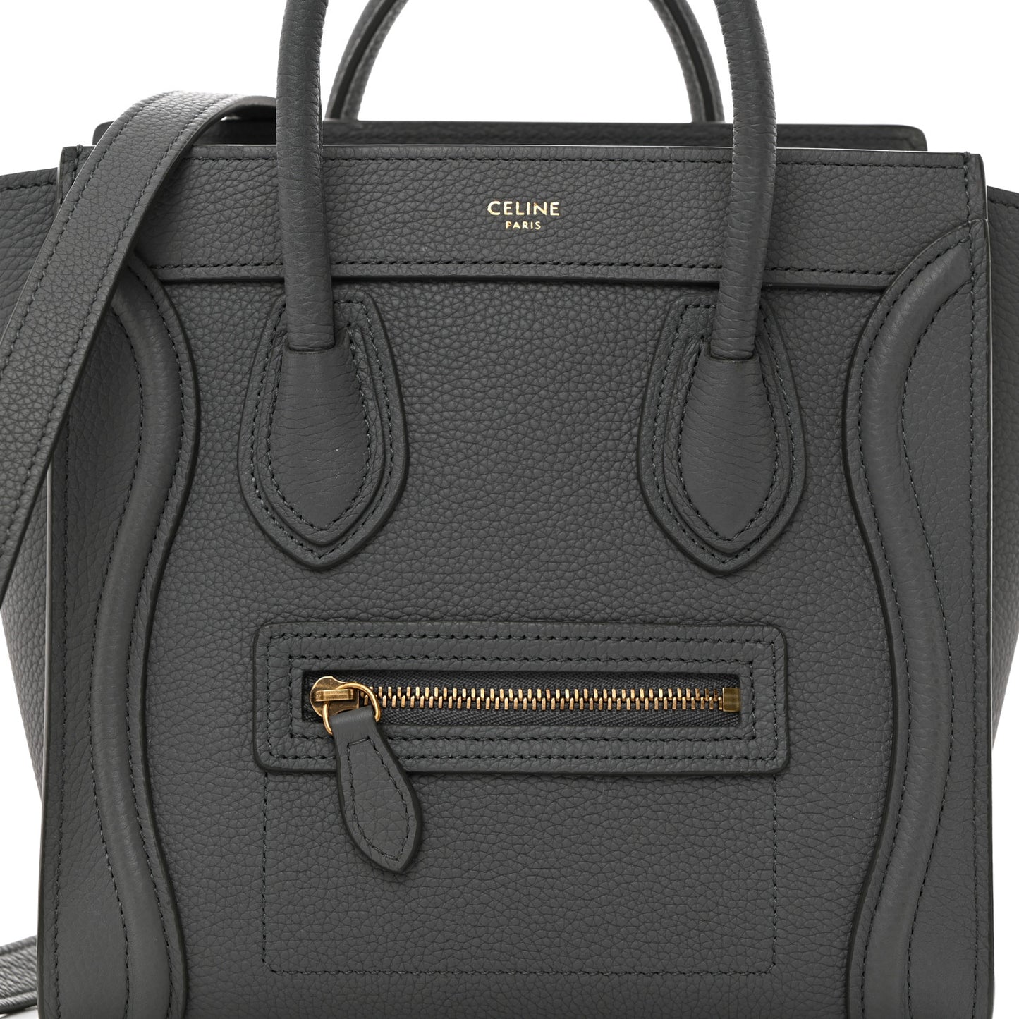 Baby Drummed Calfskin Nano Luggage Kohl