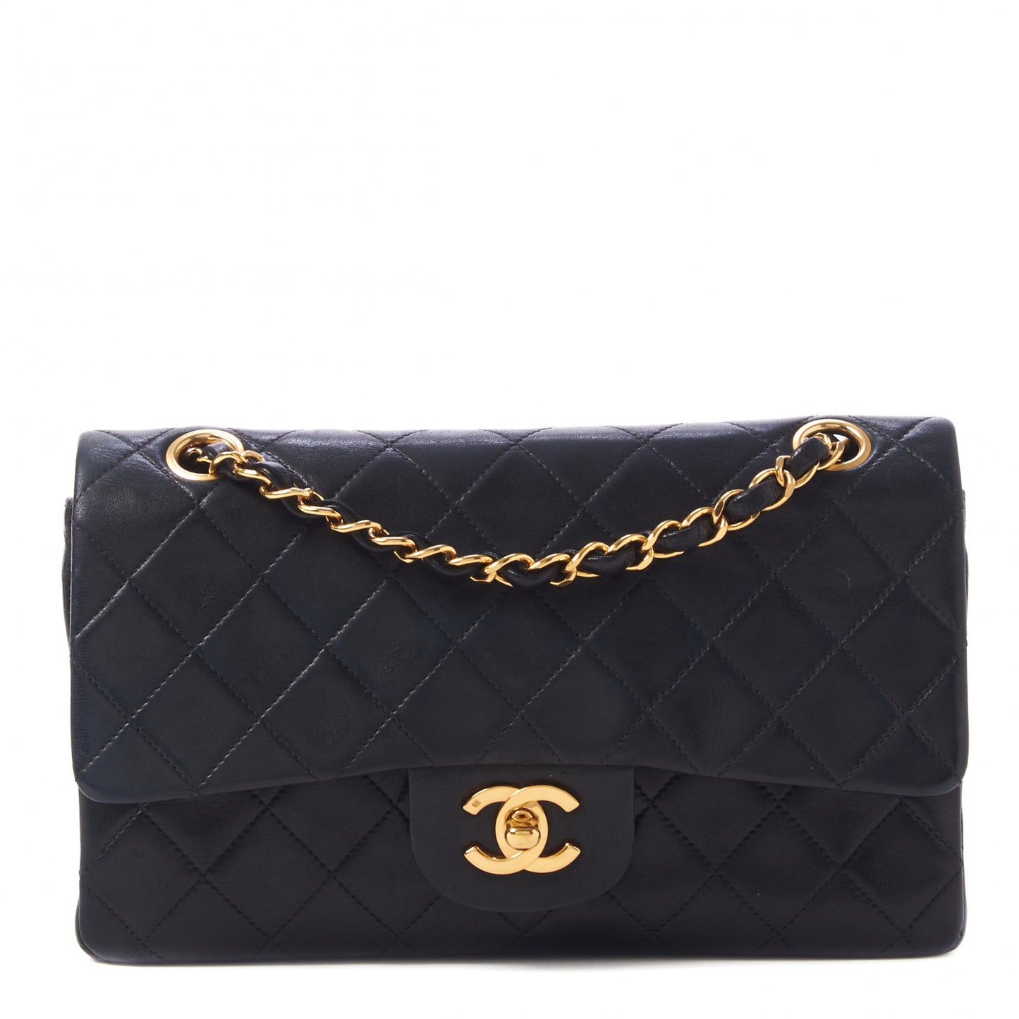 Lambskin Quilted Small Double Flap Black