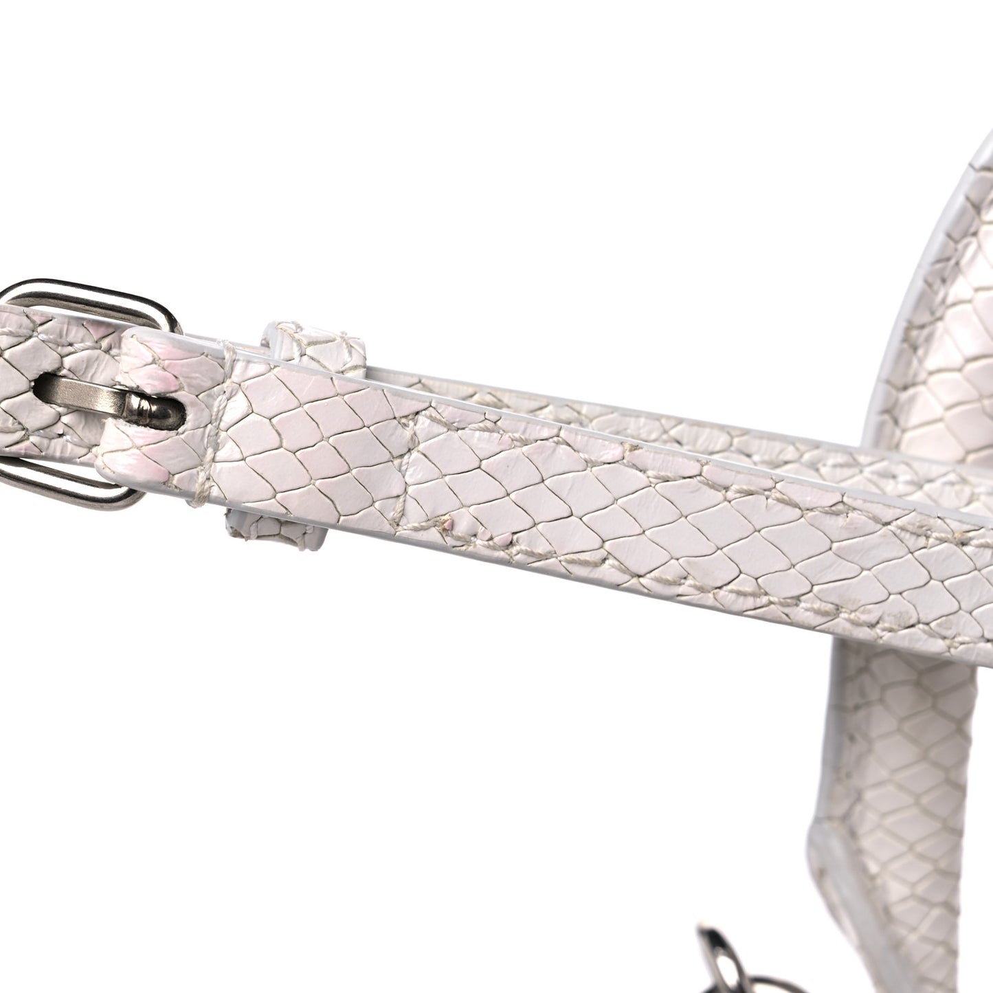 Calfskin Snake Embossed Small Hourglass Top Handle Bag White