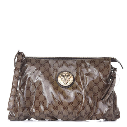 Gucci Crystal Monogram Large Hysteria Clutch Brown 1 of 7