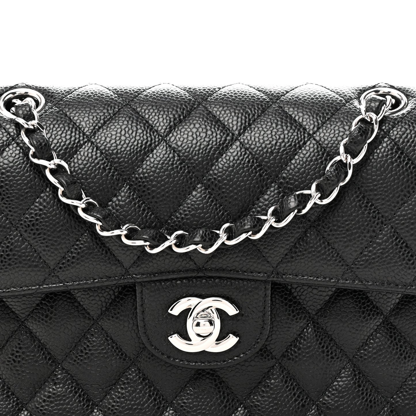 Caviar Quilted Small Double Flap Black