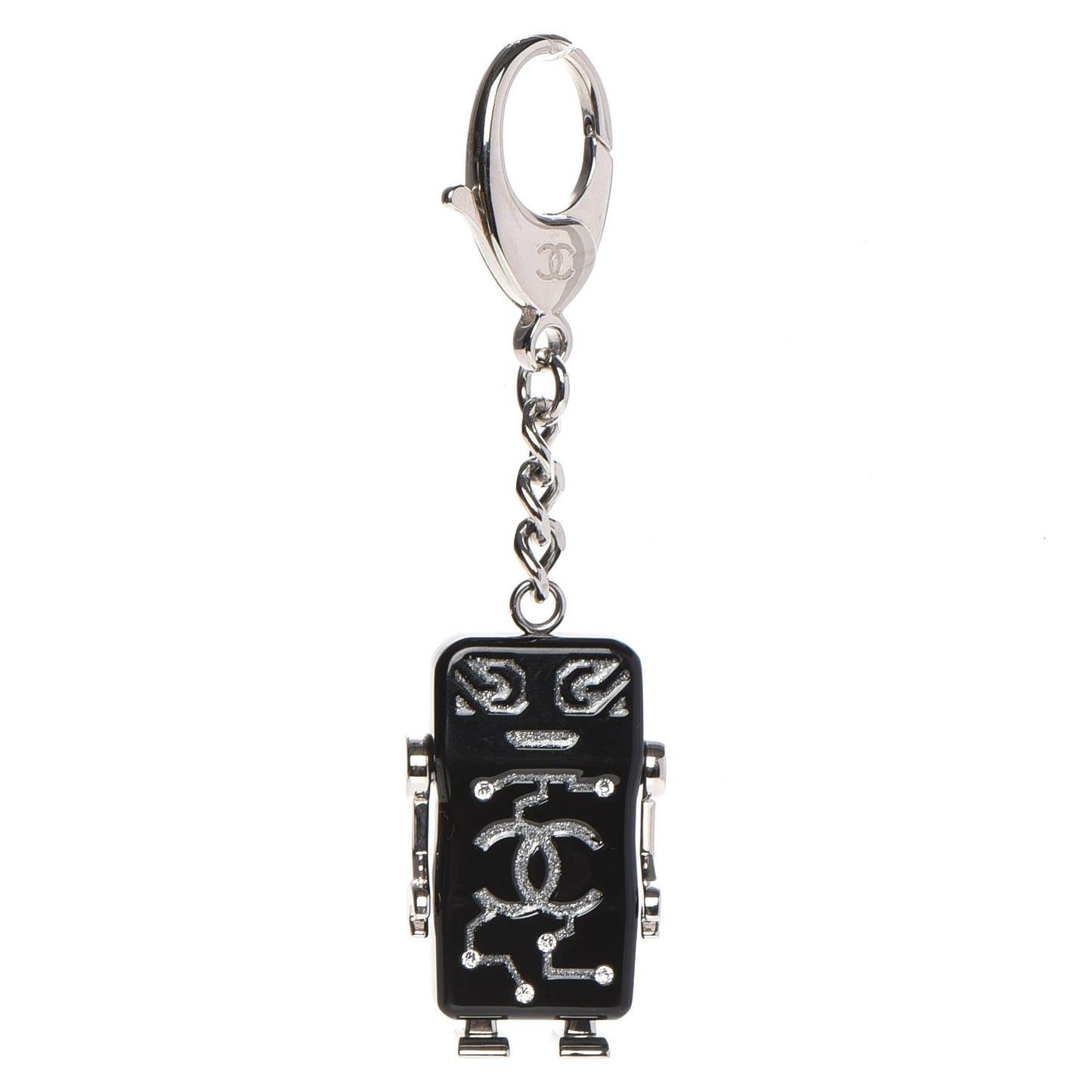 Resin Crystal CC Robot Bag Charm Black