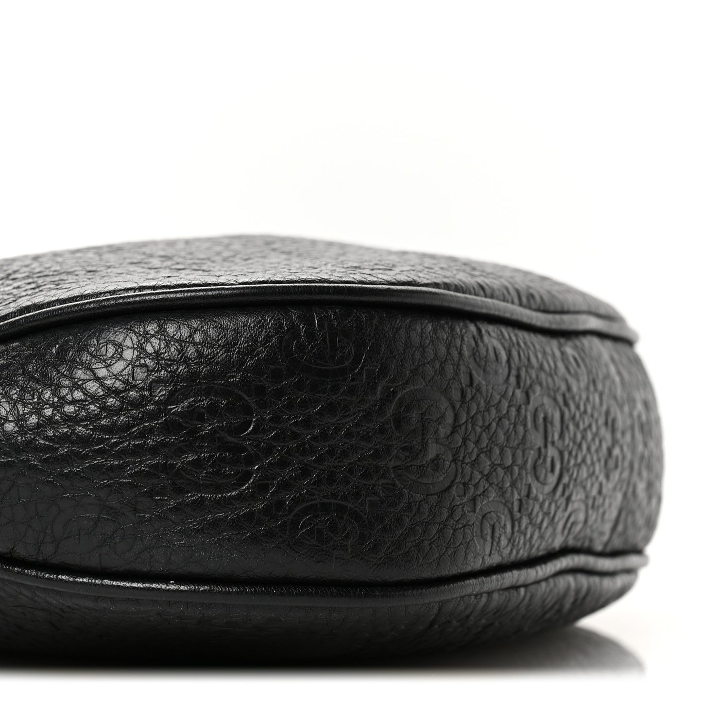 GG Grainy Calfskin Emblem Small Half Moon Shoulder Bag Black