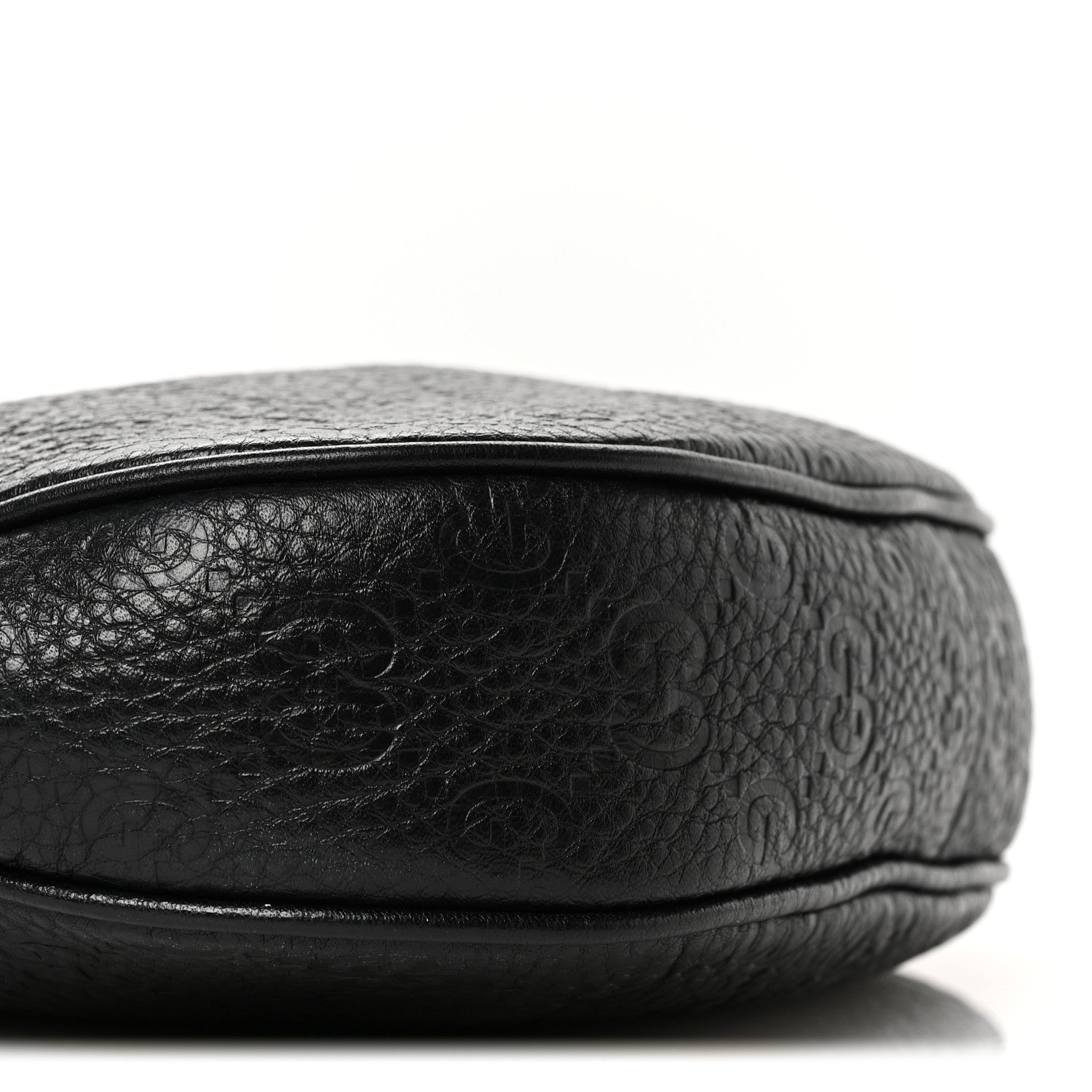 Gucci GG Grainy Calfskin Emblem Small Half Moon Shoulder Bag Black 9 of 11