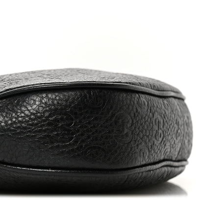 Gucci GG Grainy Calfskin Emblem Small Half Moon Shoulder Bag Black 9 of 11