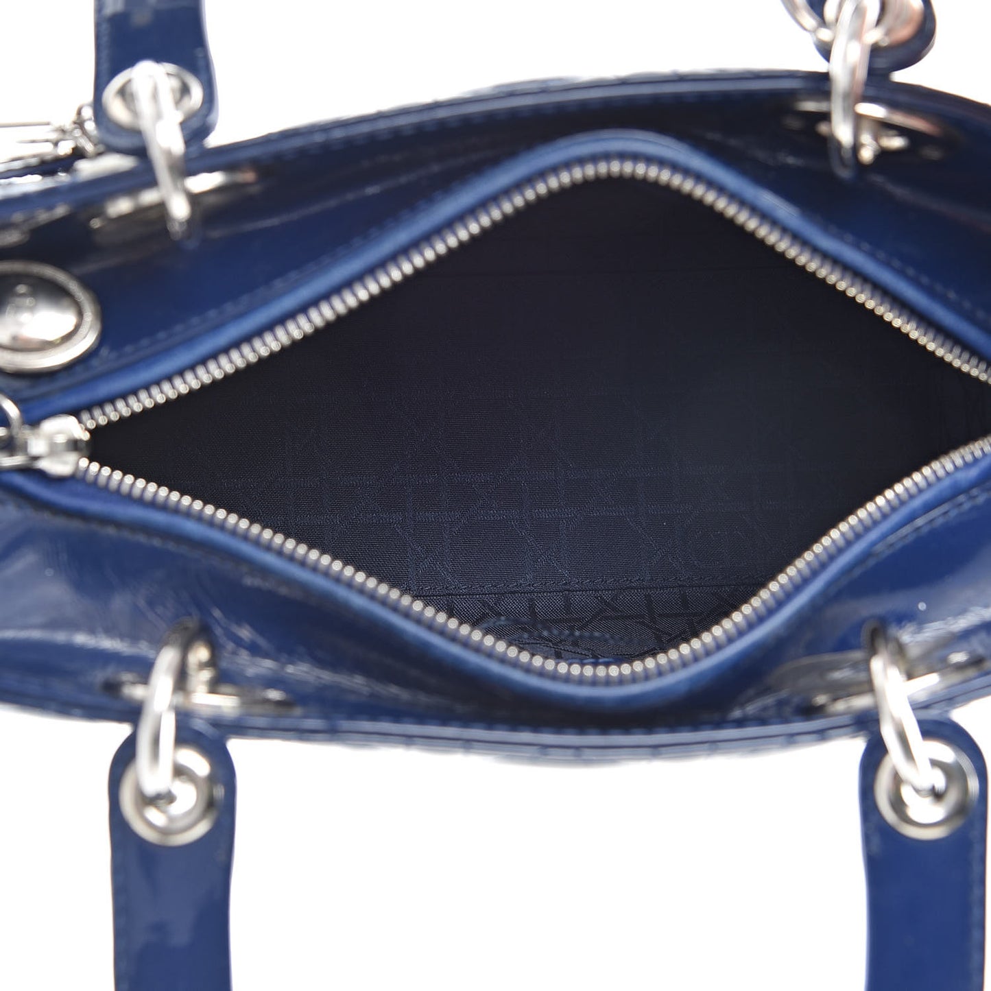 Patent Cannage Medium Lady Dior Blue