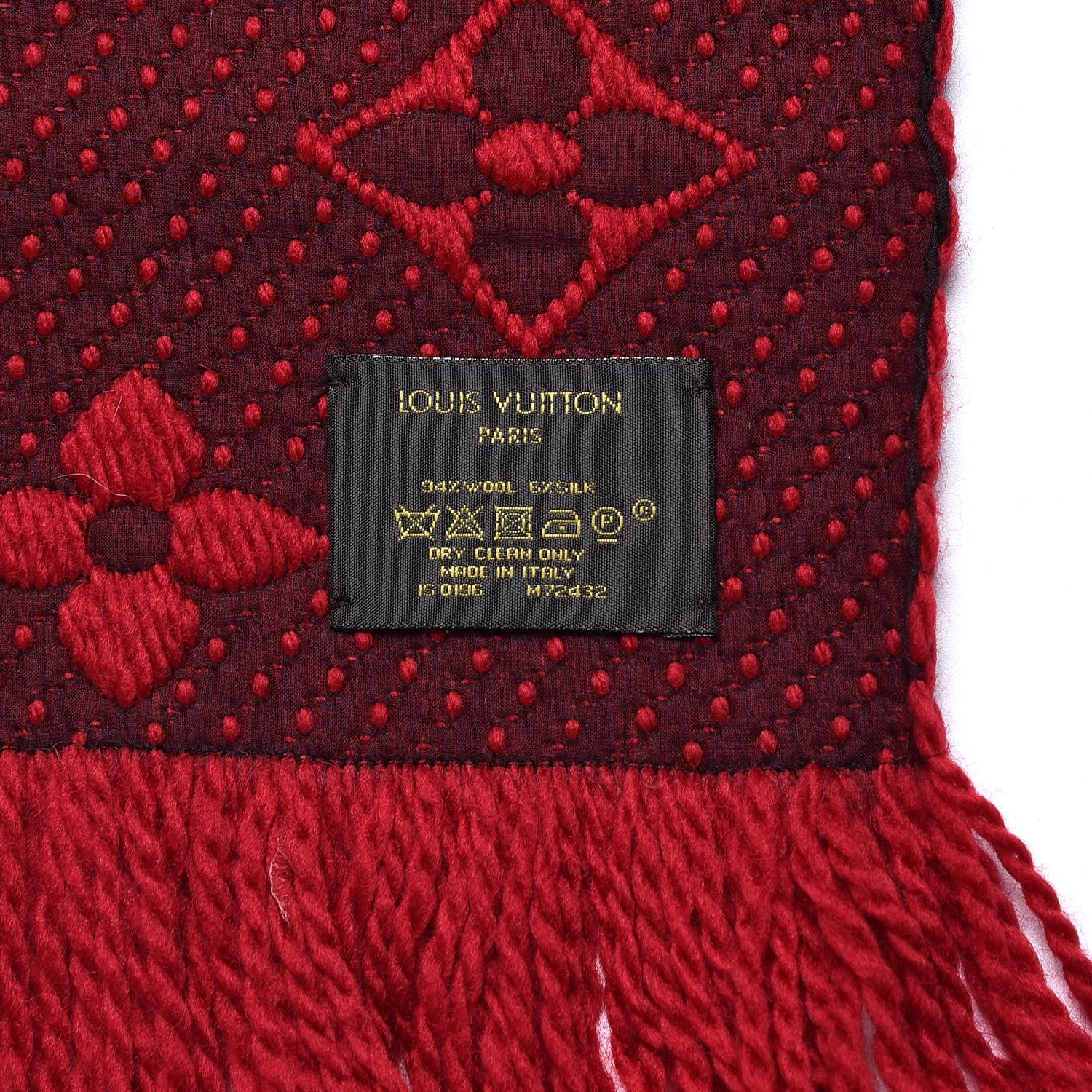 Louis Vuitton Wool Silk Logomania Scarf Rubis 4 of 4