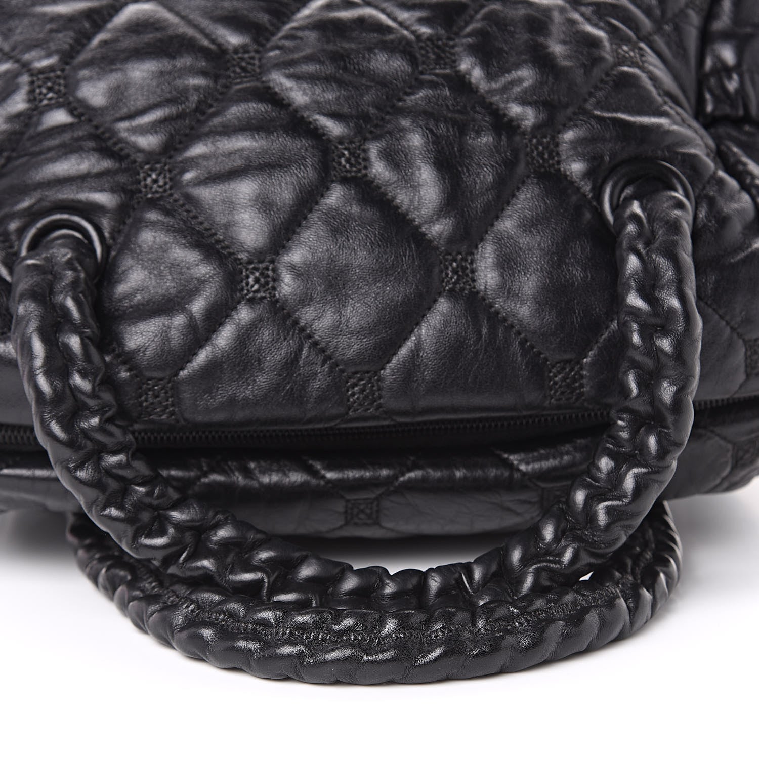 Chanel Lambskin Quilted Hidden Chain Bowler Black 11 of 14