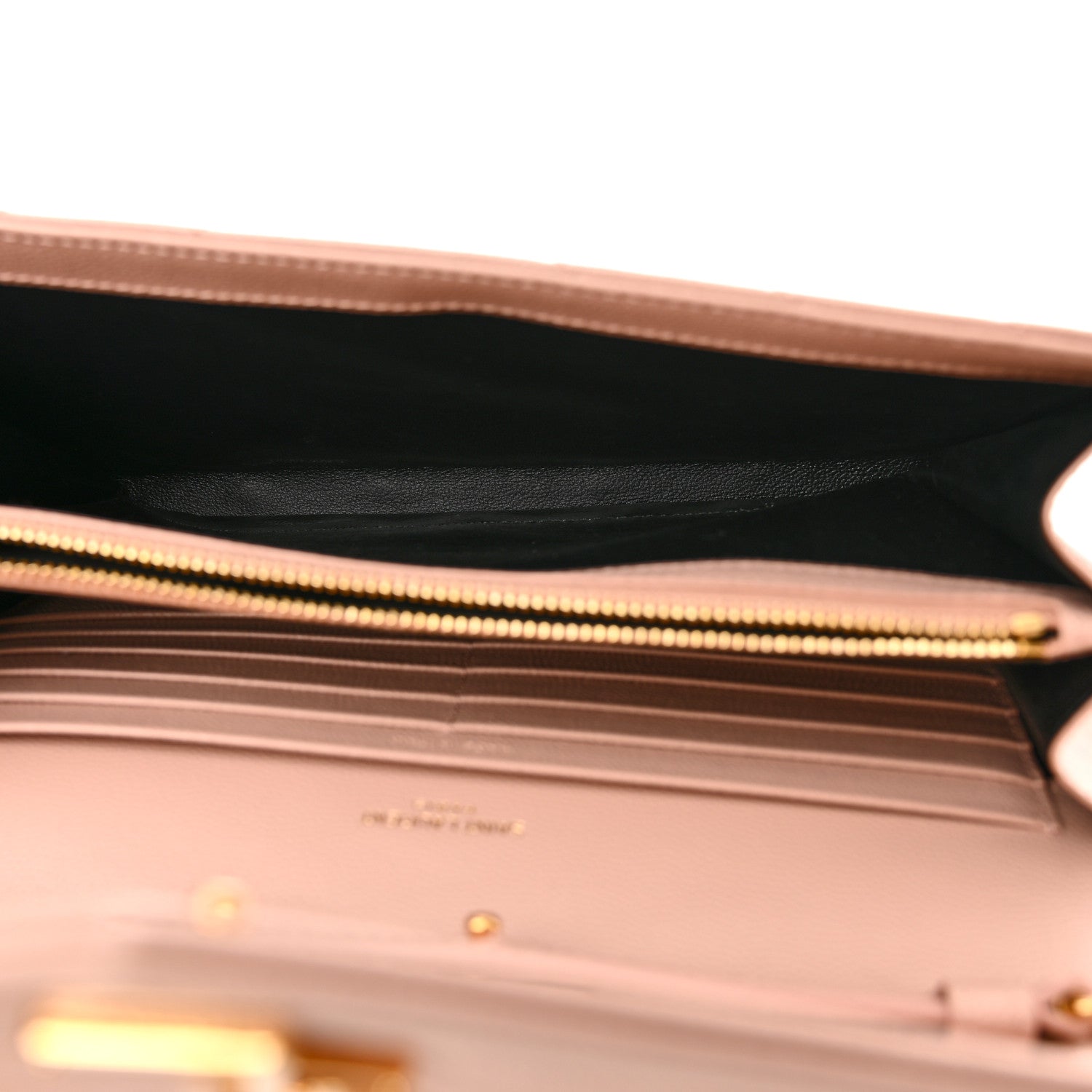 Saint Laurent Grain De Poudre Matelasse Chevron Monogram Chain Wallet Pale Pink 5 of 9