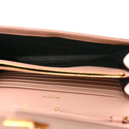 Saint Laurent Grain De Poudre Matelasse Chevron Monogram Chain Wallet Pale Pink 5 of 9